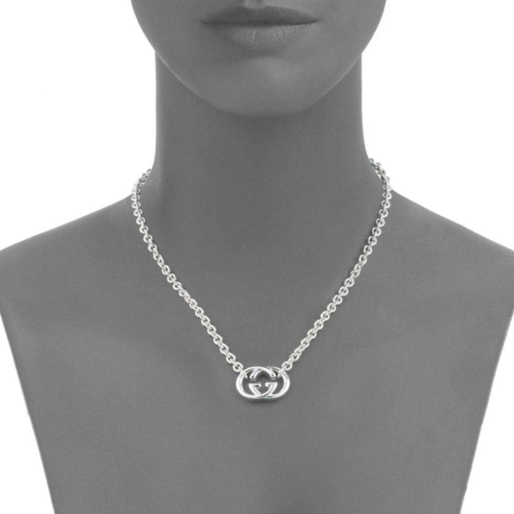 GUCCI Sterling Silver Logo Chain Necklace